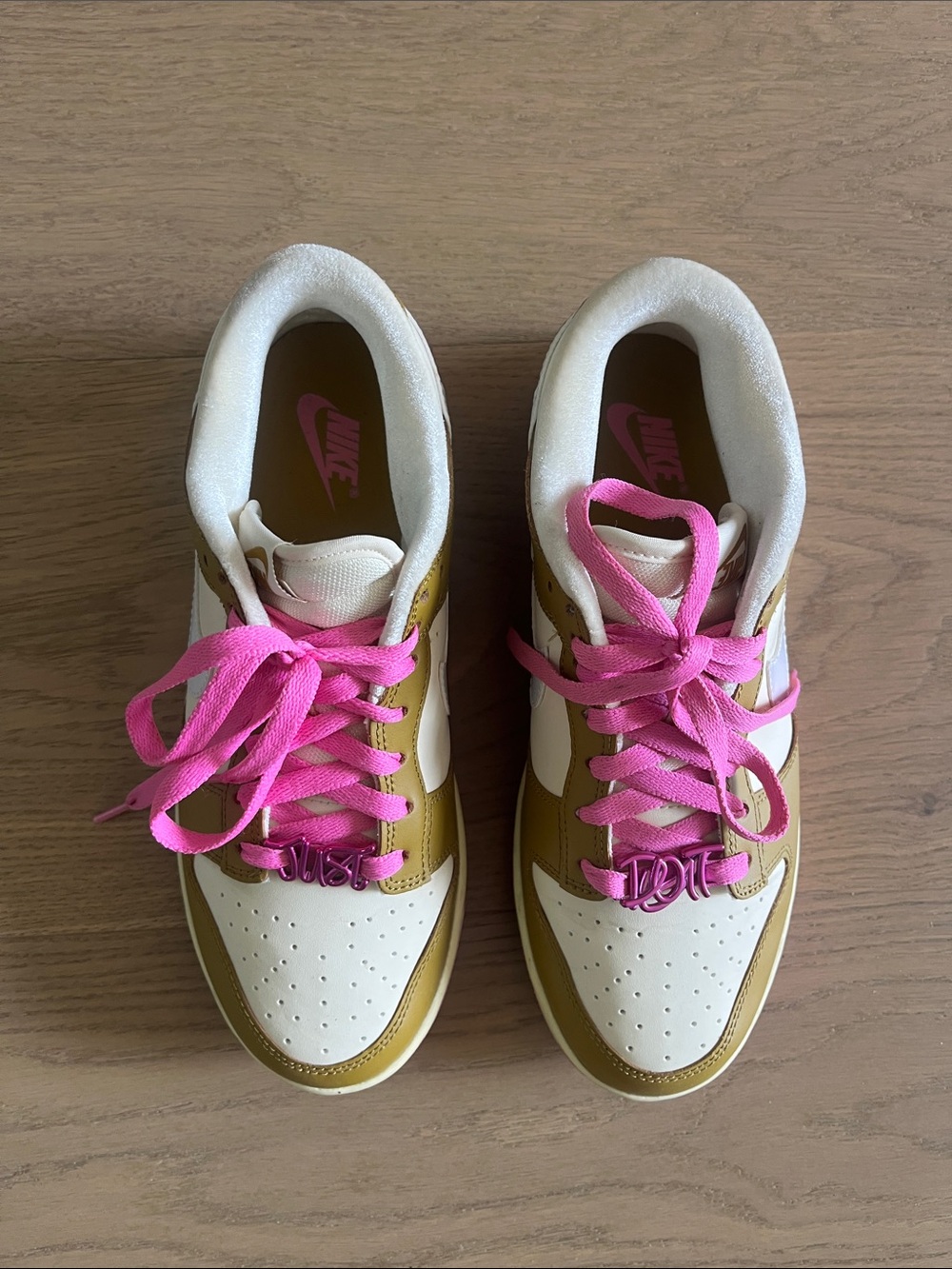 Nike Women’s Low-Top Sneakers in White, Camel Brown & Pink